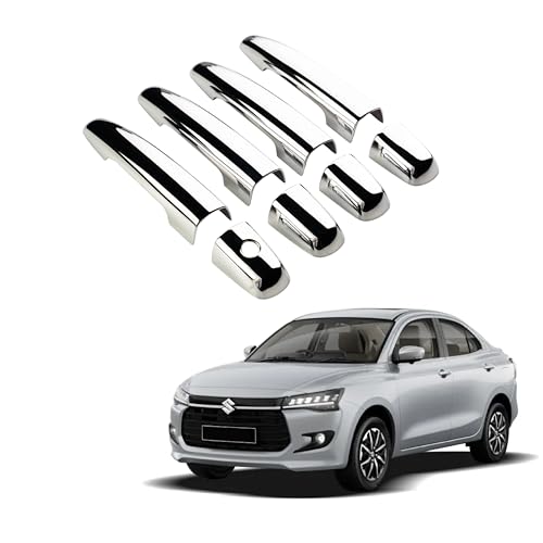 Image of KlaasAuto Car Chrome Door Cover Handle Used for Maruti New Swift Dzire (Without Sensor Cut) - 2025 Onwards - Maruti Suzuki Compatible - Complete Set of 4 Front & Rear - 2024-2025 - KlaasAuto