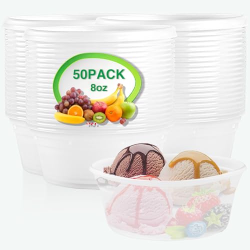 tropipak Deli Food Containers with Lids 8 oz-50 Pack Meal Prep Containers Food Storage Containers with Lids Stackable, Leakproof, BPA Free, Microwave Dishwasher Freezer Safe for Takeout Meal