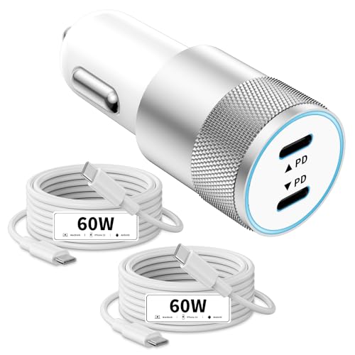 Car Charger,[MFi Certified] iPhone 15 Car Charger 72W Dual Port Car Charger USB C Car Phone Charger Adapter with 2Pack USB C to C Cable for iPhone 16/15 Plus/15 Pro/15 Pro Max,iPad Pro/Air/Mini,Galaxy