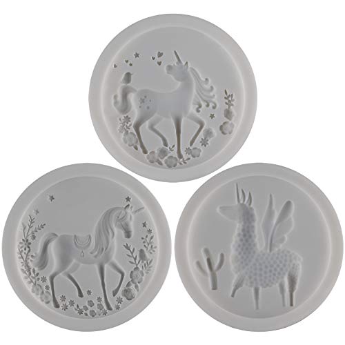 Funshowcase Unicorn Llama Fondant Silicone Molds Set Llamacorn Cake Decorating, Cupcake Topper, Chocolate, Epoxy Resin, Polymer Clay Art Craft Projects #TOP1