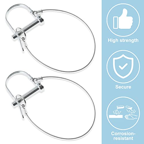 Auinland Trailer Coupler Pin, Wire Lock Pin, Shaft Locking Pin, 5/16-Inch Diameter X 1-3/4-Inch Arc Locking Pin With Stainless Steel Extended Wire And Quick Release Ring (10) #TOP3