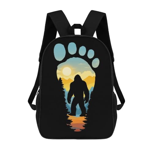 Walking Sasquatch Bigfoot Sunset Travel Backpack Small Casual Daypack Bag with Adjustable Strap for Hiking Camping Gym