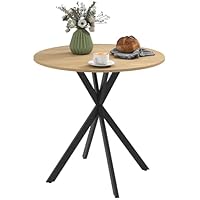 HOMCOM Runder Esstisch für 2 Personen, Ø80 cm Küchentisch im Industriestil mit Stahlbeinen, für Esszimmer, Küche, Homeoffice, Eiche
