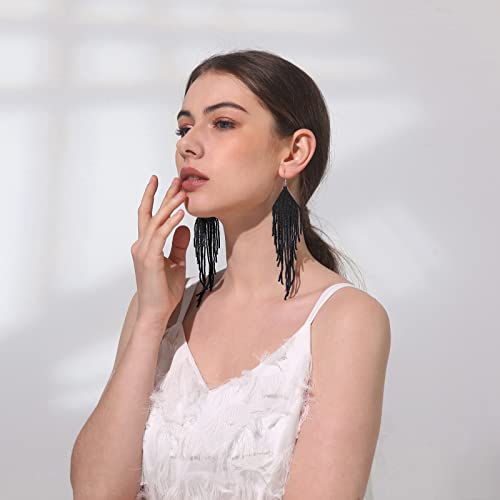 Handmade Beaded Tassel Earrings - Boho Drop Fringe Earrings for Women, Native American Indian Earrings3