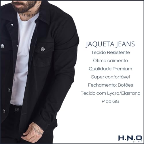 Jaqueta Jeans Masculina Azul Denim Estilosa Lycra Premium