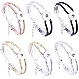 H&PY 6pcs/lot Leather Snap Button Bracelet Handmade Brown Black PU Leather Snap Jewelry Bracelet for