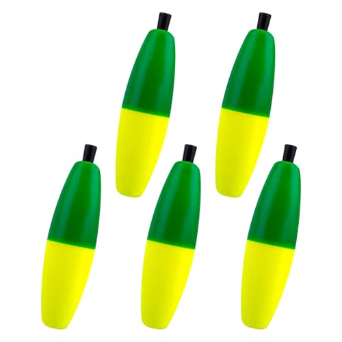 Dr.Fish 15 Pack Fishing Float Cigar Foam Bobbers Peg Floats Slip Fishing Corks Bobber for Santee Catfish Rig Crappie Freshwater Saltwater Yellow/Green L Size 2.5"