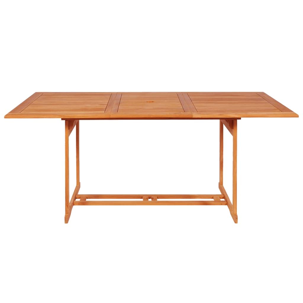 Set di mobili da giardino in teak massiccio, 7 pezzi, sedie pieghevoli con sedili e schienali curvi, foro per ombrellone, fino a 110 kg per seduta