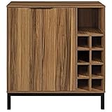 Walker Edison Mid-Century Modern Wood Kitchen Buffet Sideboard-Entryway Serving Storage Cabinet Doors-Dining Room Console, 34 Inch, Brown