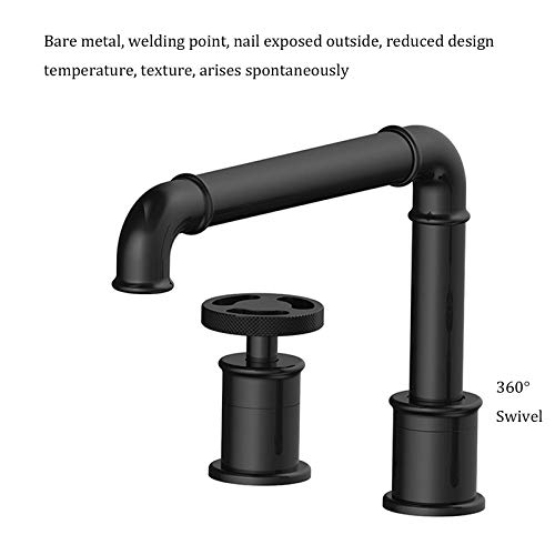 Robinet de baignoire de style industriel ensemble 5 trous montage pont - 4