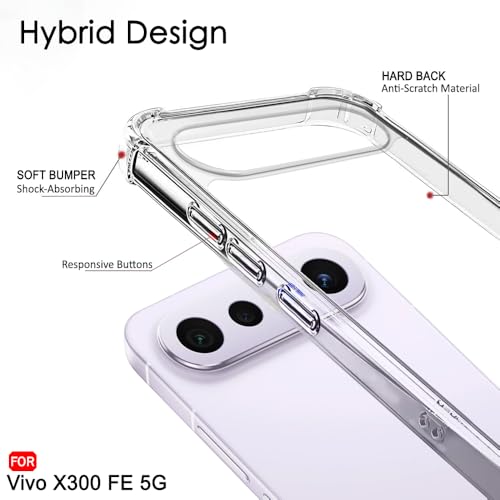 Image of TheGiftKart Crystal Clear Back Cover Case for Vivo X300 FE 5G | 360 Degree Protection | Shock Proof Design | Transparent Back Cover Case for Vivo X300 FE 5G (PC & TPU, Transparent Bumper)