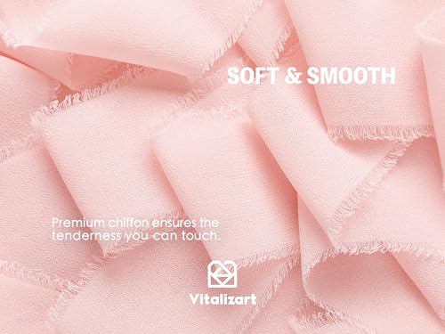 Vitalizart Chiffon Silky Ribbon 3 Rolls 1.5'' x 7 Yd Light Pink - Image 3