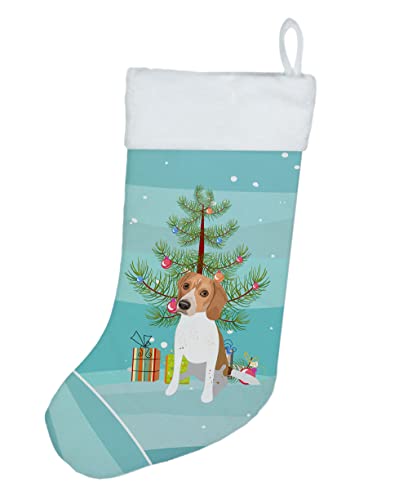 Caroline's Treasures WDK2960CS Beagle Red and White Red Ticked #3 Christmas Christmas Stocking Fireplace Hanging Stockings Christmas Season Party Decor Family Holiday Decorations