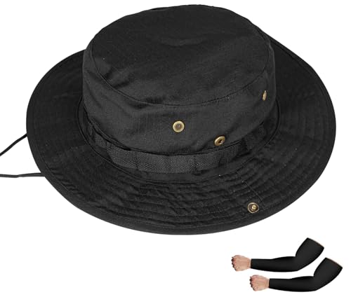 Image of Sun Hats for Men Women Boonie Hat UPF 50+ Bucket Hat Wide Brim UV Protection Fishing Hiking Safari Outdoor Hats