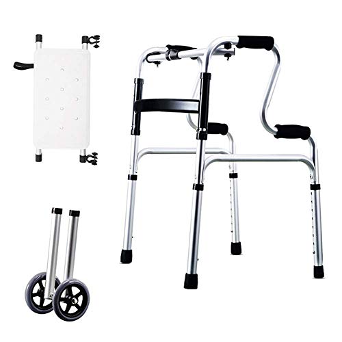 歩行器、2輪&バスシート付きシニアウォーカー、高齢者、大人、障害者、障害者用の医療用折りたたみ歩行器/アルミ松葉杖 Thoughtful