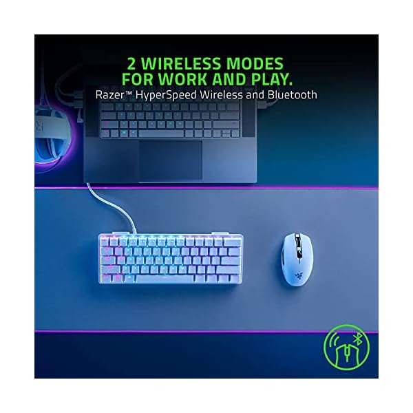 Razer Orochi V2 Mobile Wireless Gaming Mouse: Ultra Lightweight - 2 Wireless Modes - Up to 950hrs Battery Life - Mechanical Mouse Switches - 5G Advanced 18K DPI Optical Sensor - White - Image 4