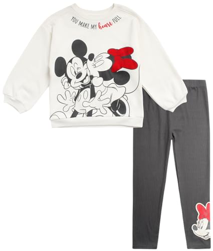 Image of Disney Girls' Minnie Mouse Fleece Jogger Pants Set - Minnie Mouse Fleece Sweatshirt and Sweatpants (2T-6X)
