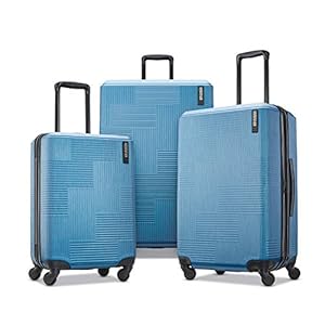 American Tourister Stratum XLT Expandable Hardside Luggage with Spinner Wheels, Blue Spruce, 3-Piece Set (20/24/28)