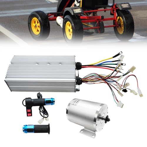 ブラシレスモーターキット 高速BLDC ブラシレスモーター 24WF Mosfet 80A コントローラーとスロットル DIY B ラッシュレス Mモーターセット 3つの速度とリバース スクーター 電動バイク ゴーカート用 (72V 3000W)