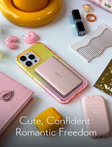 Image of LISEN Qi2 15W Ultra Slim MagSafe Battery Pack,5000mAh Fast Charging MagSafe Power Bank Slim Wireless,Slim Magnetic Portable Charger,Magnetic Power Bank for iPhone Air /17 /16 /15-12 Series，Pink