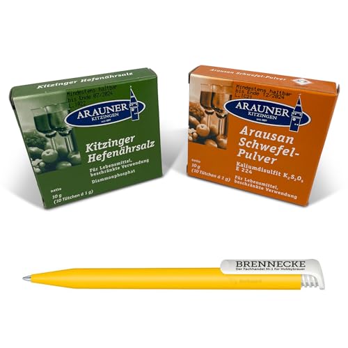 Arausan Schwefelpulver 10x1g Kaliumdisulfit + Arauner Kitzinger Hefenährsalz 10x1g für Wein Met selber machen
