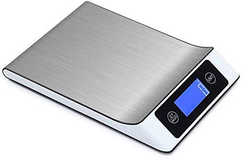 HPTHLY Electronic Scales Electronic Scale Stainless Steel Digital Kitchen Weighing Scales Jewelry Scales HD LCD The Display Scales (White-15kg)