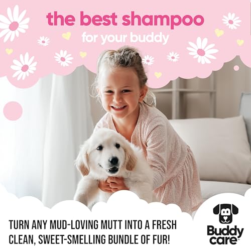Babyfrisch Hundeshampoo von Buddycare - Shampoo für müffelige Hunde ab 8 Wochen - Baby-Puder-duftendes Welpen-Shampoo mit Aloe Vera und Provitamin B5 (500ml)