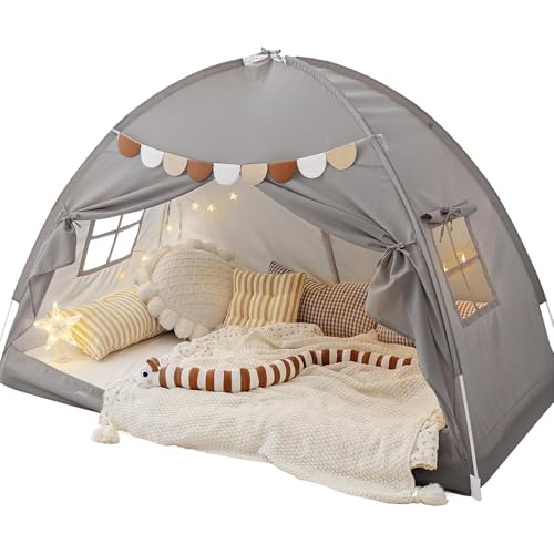 Tente pour enfants interieure avec guirlande pour cabane de jeu salon