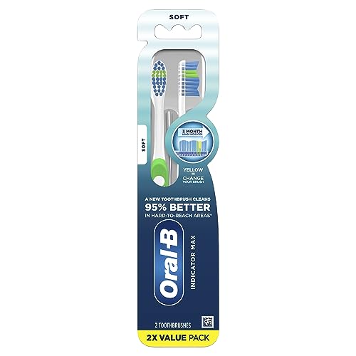 Oral-B Pro Health Fights Plaque & Tartar, 2 Count Soft Manual Toothbrush Pack, Indicator Bristles, Plaque Fighter, Gentle on Teeth