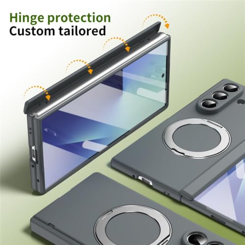 Image of TechTrendz for Samsung Galaxy Z Fold 8 Ultra Case with Metal Kickstand Z Fold 8 Ultra Magnetic Case Built-in Screen Protector and Hinge Protection Slim Phone Case Cover - Grey