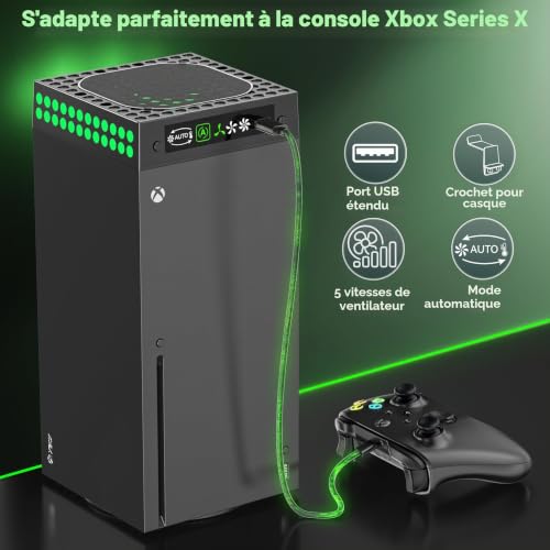 Support de Refroidissement Xbox Series X avec Ventilateur Automatique, Ventilateur Xbox Series X avec Lumières LED & 5 Systèmes de Refroidissement Réglables – vue 4