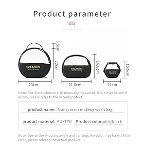 House of Quirk 3-PCS Clear Makeup Bags, Portable Cosmetic Bag, Lightweight PU Leather Travel Toiletry Bag, Cosmetic Pouch Set, Multifunction Organizer 5 416FSK24BQL. SL500 . SS300