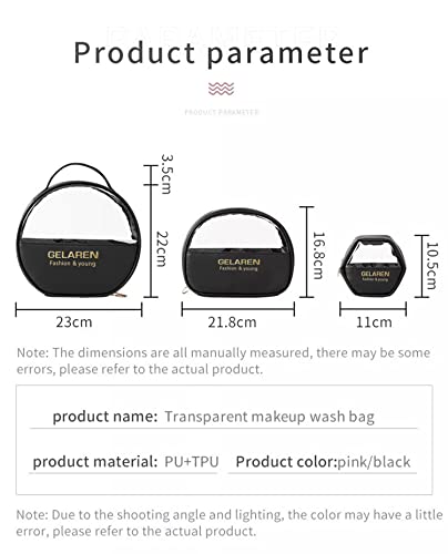 House of Quirk 3-PCS Clear Makeup Bags, Portable Cosmetic Bag, Lightweight PU Leather Travel Toiletry Bag, Cosmetic Pouch Set, Multifunction Organizer 3 416FSK24BQL. SL500