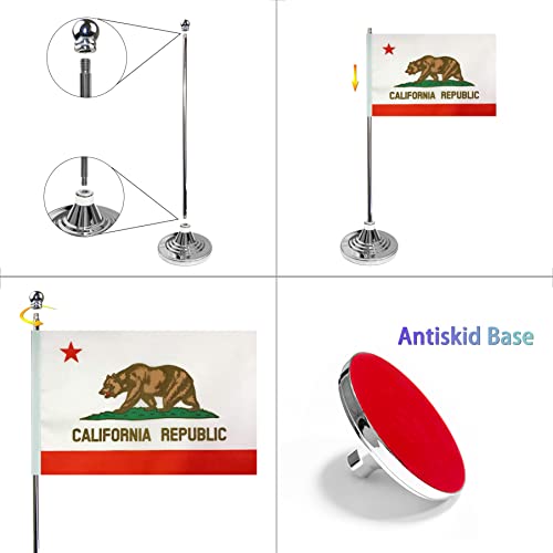 WXTWK Pacote com 2 bandeiras de mesa americanas EUA Califórnia pequenas bandeiras de mesa de estado