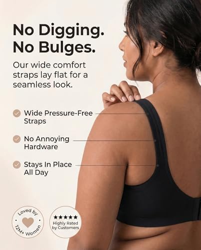 SHAPERMINT Compression Wirefree High Support Bra for Women Small to Plus Size Everyday Wear, Exercise and Offers Back Support, Black, 4X-Large - 7