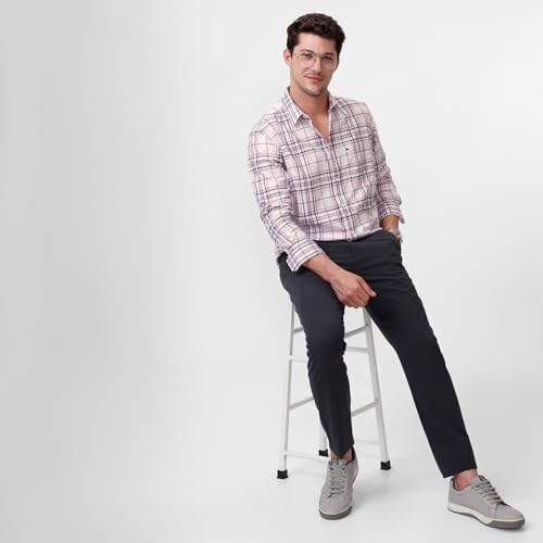 Image of BASICS 100% Cotton Checked Shirt for Men | Slim Fit | Everyday Smart Casual Wear | Full Sleeve