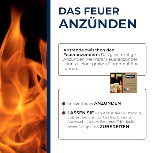 STARWAX - Anzündwolle - Schnelles, sauberes und geruchsfreies Anzünden - Ohne Geschmacksveränderung - Bis zu 8 Min. Verbrennung - FSC® - BBQ & Kamin - 25er-Pack