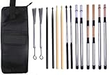 TUOREN Drum Sticks Set with Bag Includes 7 Pair Drum Stick Brush Kit Retractable Drum...