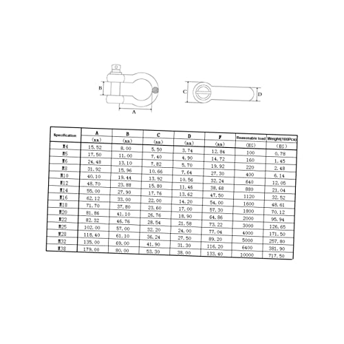 HEALLILY 2 Peças 304 argola d anel grilhão de âncora de aço inoxidável grilhões de metal corrente d
