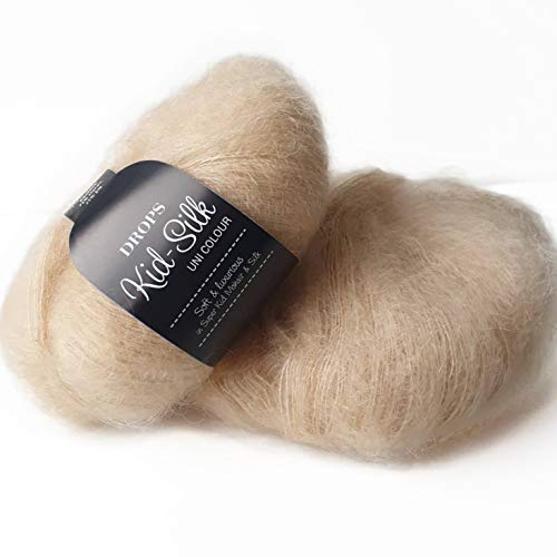 Mohair und Seidengarn, Tropfen, Kinderseide, 0 oder Spitze, 2-lagig, 25,5 g, 230 m pro Knäuel (29 Vanille)