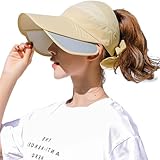 Peicees Wide Brim Visor Hat for Women Golf Visor Cap Sun Protection Hat for Beach Garden Tennis Running Sunshade Hat A-Khaki