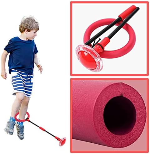 HONGECB Flashing Swing Wheel, Children's Flashing Jump Ring, Ankle Skipping Ball, Foldable Glow Jumping Ball, Fitness Educational Toy, Outdoor Bouncy Game for Unisex, Red