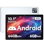 10 Pouces Tablette Android 13 Tablettes 6 Go RAM + 64 Go ROM Quad-Core 5000 mAh 1280 x 800 Écran Tactile HD 5MP + 8MP Caméra HD Bluetooth 5.2 Tablette PC (Argent)