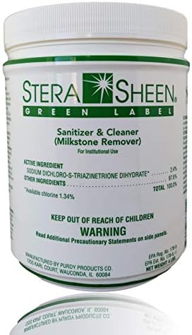 Stera Sheen Green Label, 4 lb Jar, Sanitizer and MilkStone Remover, by Purdy Products, 1 x 4 lb Jar