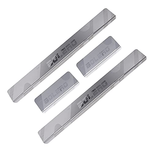 Image of GFX Car Door Sill Guard - Stainless Steel, Protects Painted Edges from Scuffs or Scratches Compatible with Bolero Set of 4Pcs (After-Market) Model - 2016 to 2019