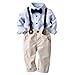 Produktbild Kleinkind Kleidung Set mit Hosenträgern und Bowknot,4tlg Baby Jungen Bekleidungssets Hemd + Hose + Riemen + Fliege Krawatte,Kinder Anzug Gentleman Festliche Hochzeit Langarm Body für Frühling Herbst
