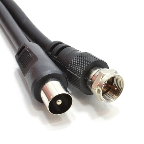 kenable Coaxial Satellite to TV Aerial Cable F type Plug to RF Fly Lead RG59 3m Black