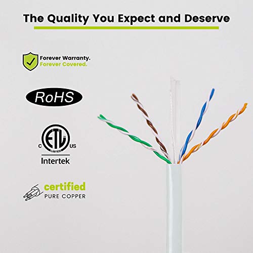 True Cable Cat6 Riser (Cmr), 1000Ft, White, 23Awg 4 Pair Solid Bare Copper, 550Mhz, Etl Listed, Unshielded Twisted Pair (Utp), Bulk Ethernet Cable #TOP3