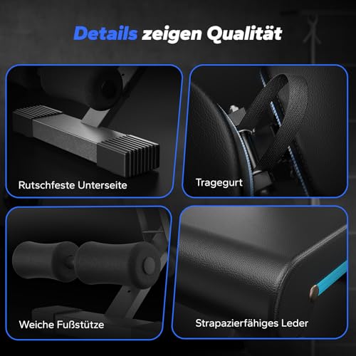 MERACH Hantelbank Klappbar 450kg Tragfähig,Multifunktionale Trainingsbank mit 72 Einstellpositionen,Verstellbar Schrägbank für Ganzkörper-Workout,Fitnessbank für Zuhause