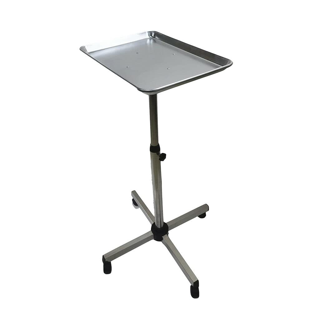Chariot de coiffeur professionnel avec plateau en aluminium - Réglable en hauteur - Pour salon de coiffure, salon de beauté